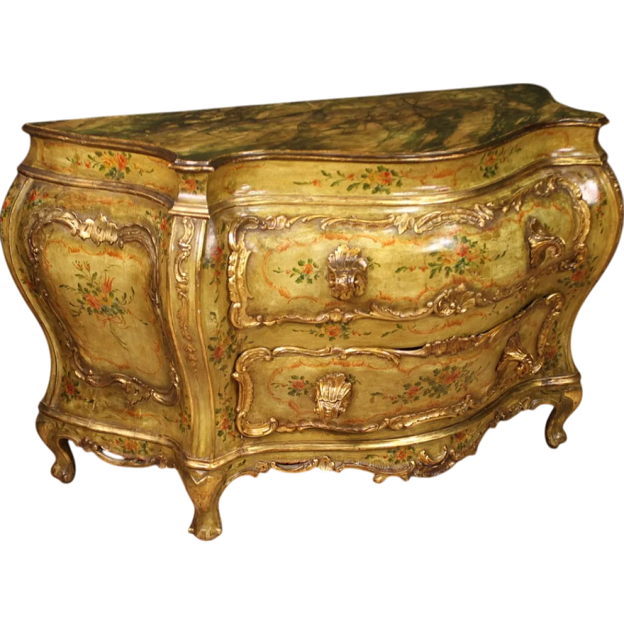 Large Venetian lacquered and gilded chest of drawers, 20th century 14