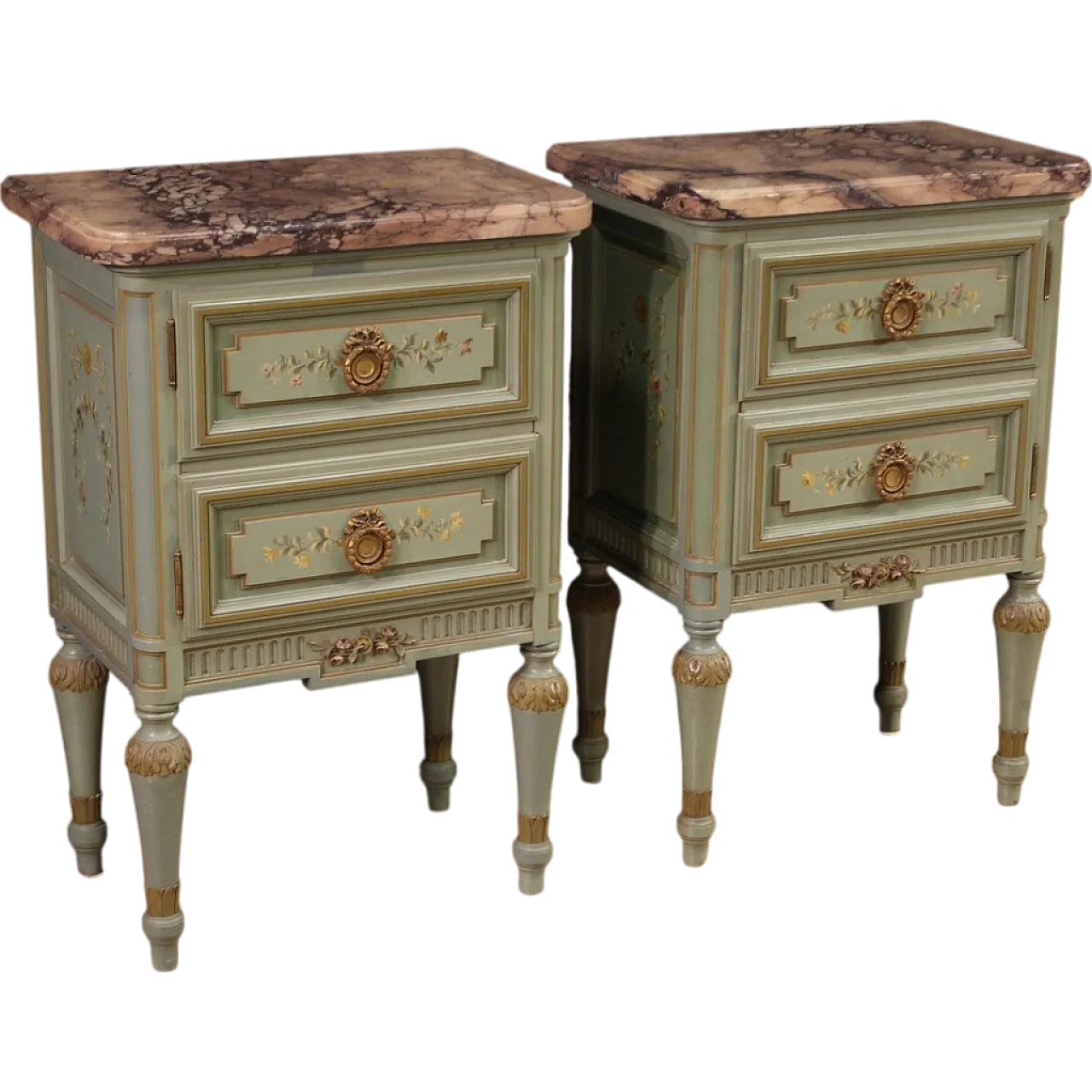 Pair of Empire style lacquered bedside tables, 20th century 13