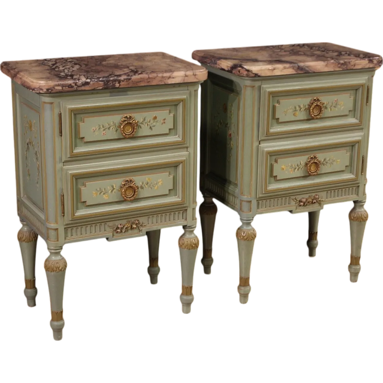 Pair of Empire style lacquered bedside tables, 20th century 14