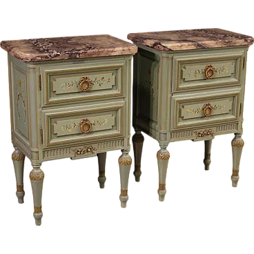 Pair of Empire style lacquered bedside tables, 20th century