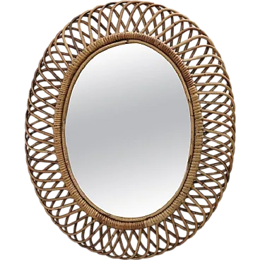 Oval intertwined bamboo mirror, 1960s