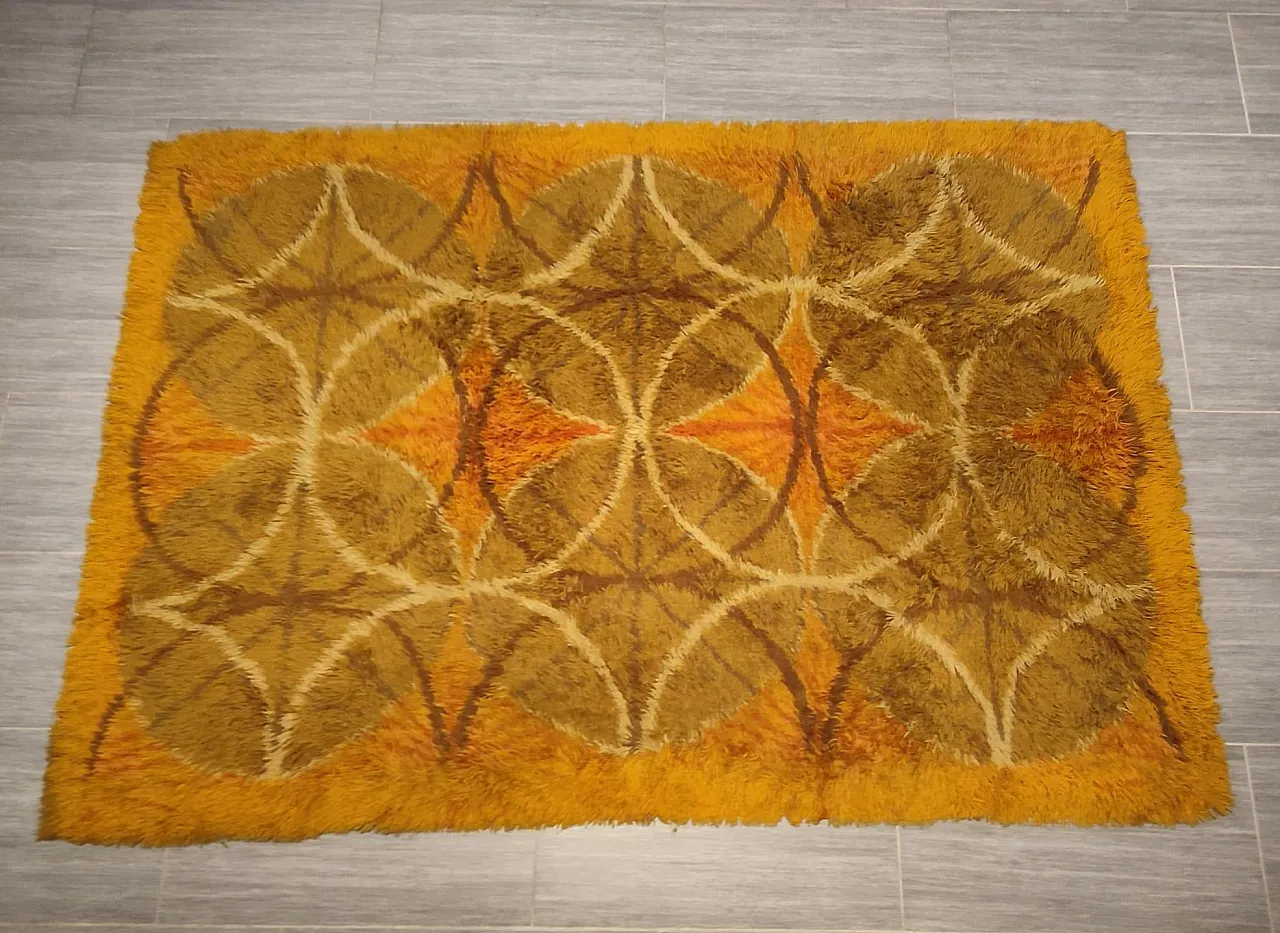 Rya rug in wool, 1970s 9