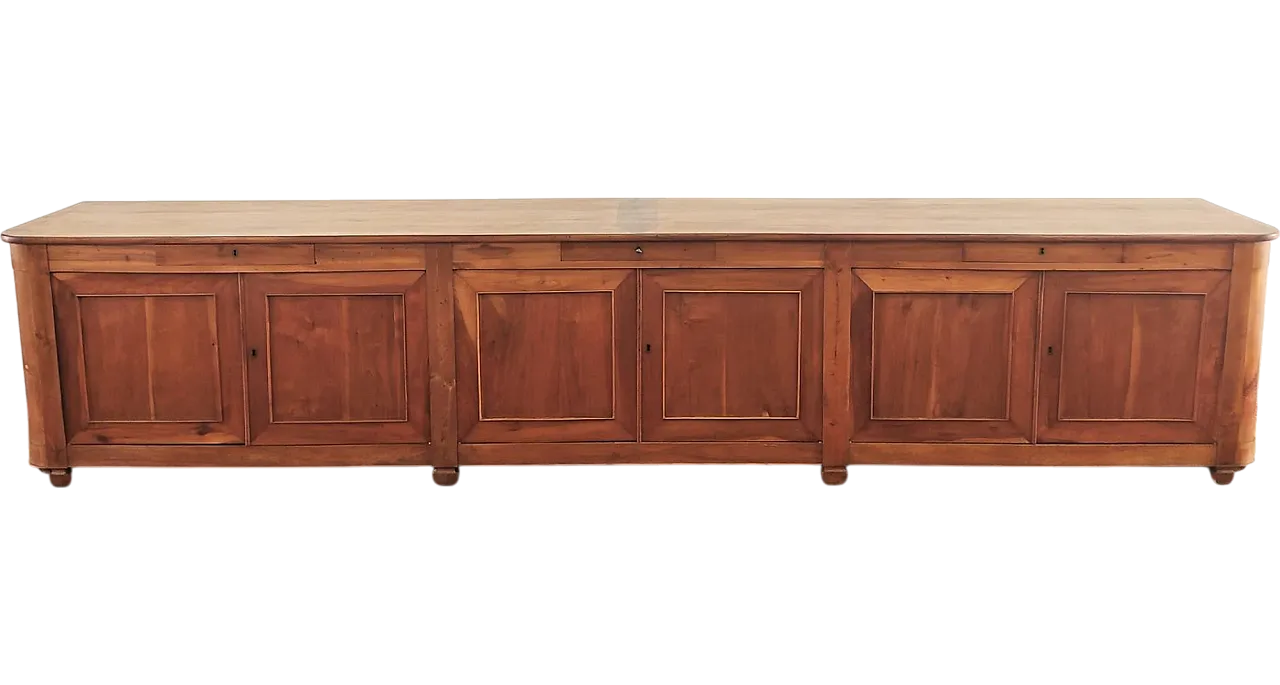 Credenza lunga a sei porte in ciliegio, '800 11