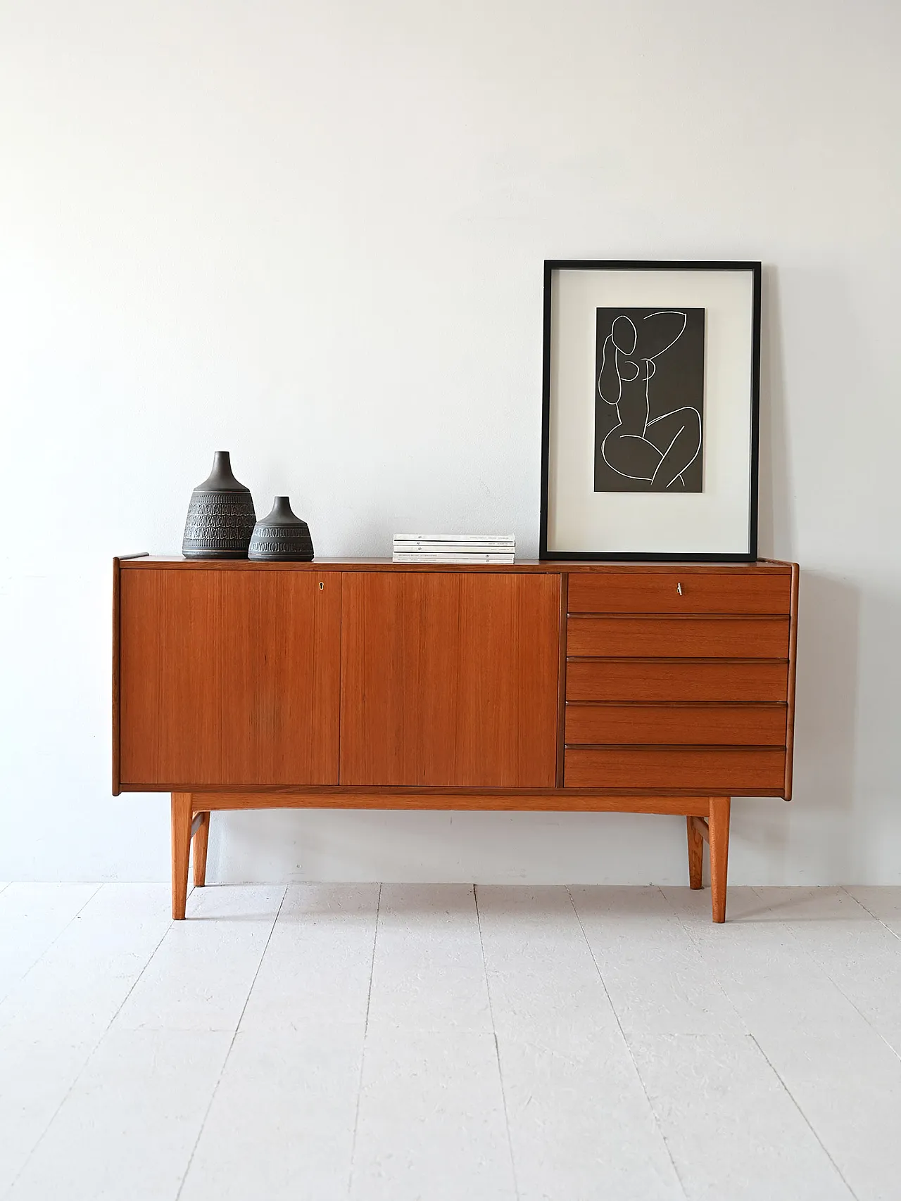 Sideboard di modernariato in teak, anni '60 1