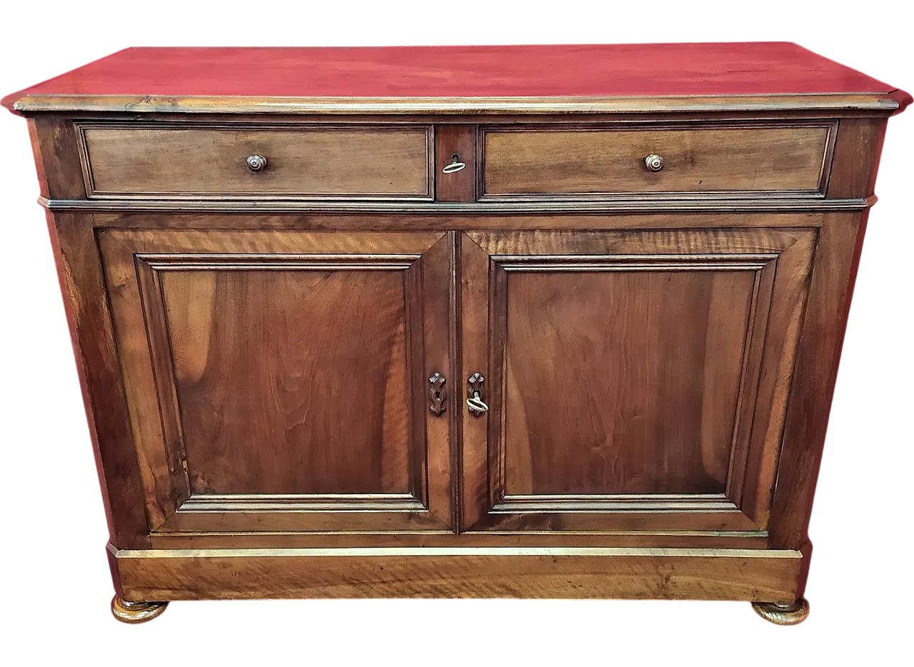 Veneto sideboard two doors and two drawers in walnut, 19th century 11