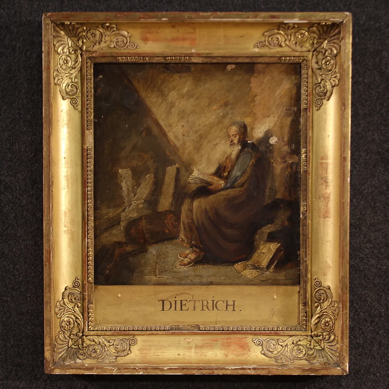 German panel painting depicting a Hermit, 18th century 1