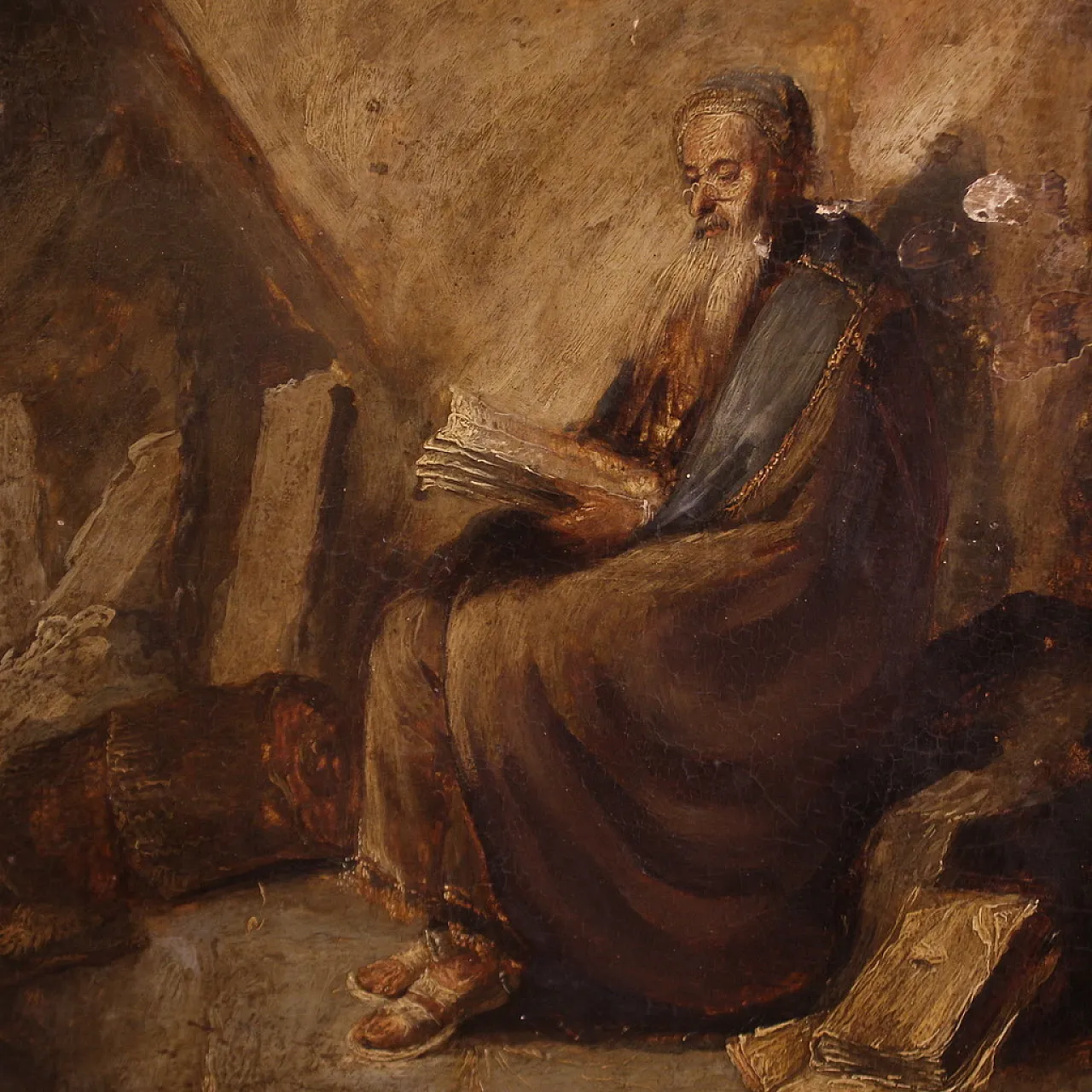 German panel painting depicting a Hermit, 18th century 4