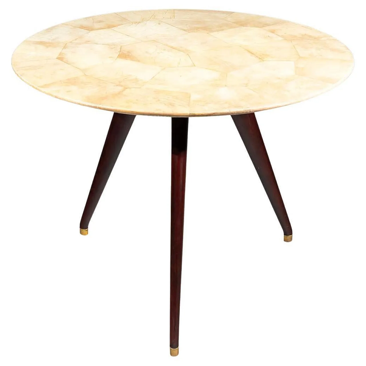 Round table with parchment top, 1950s 1