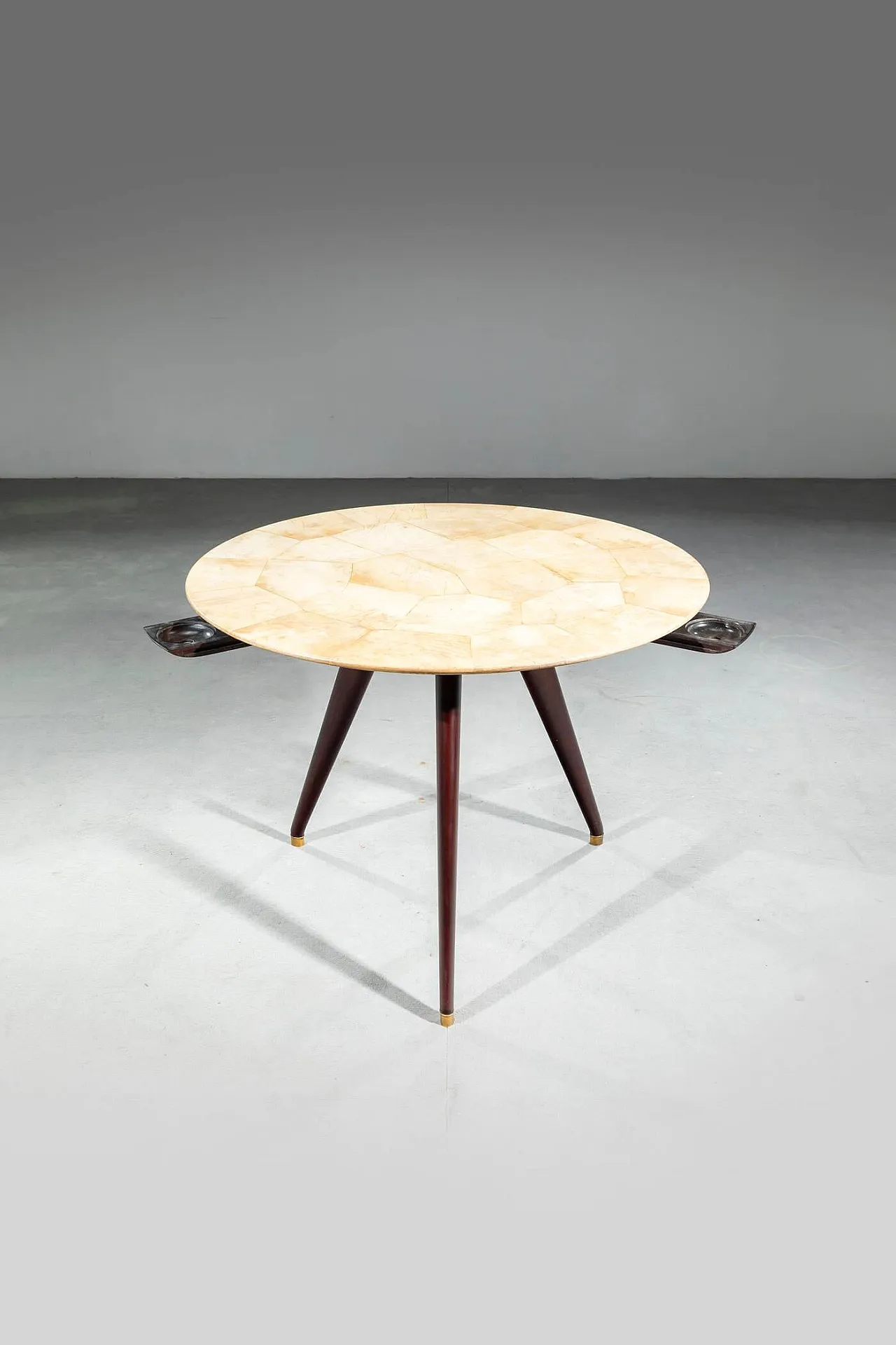 Round table with parchment top, 1950s 3