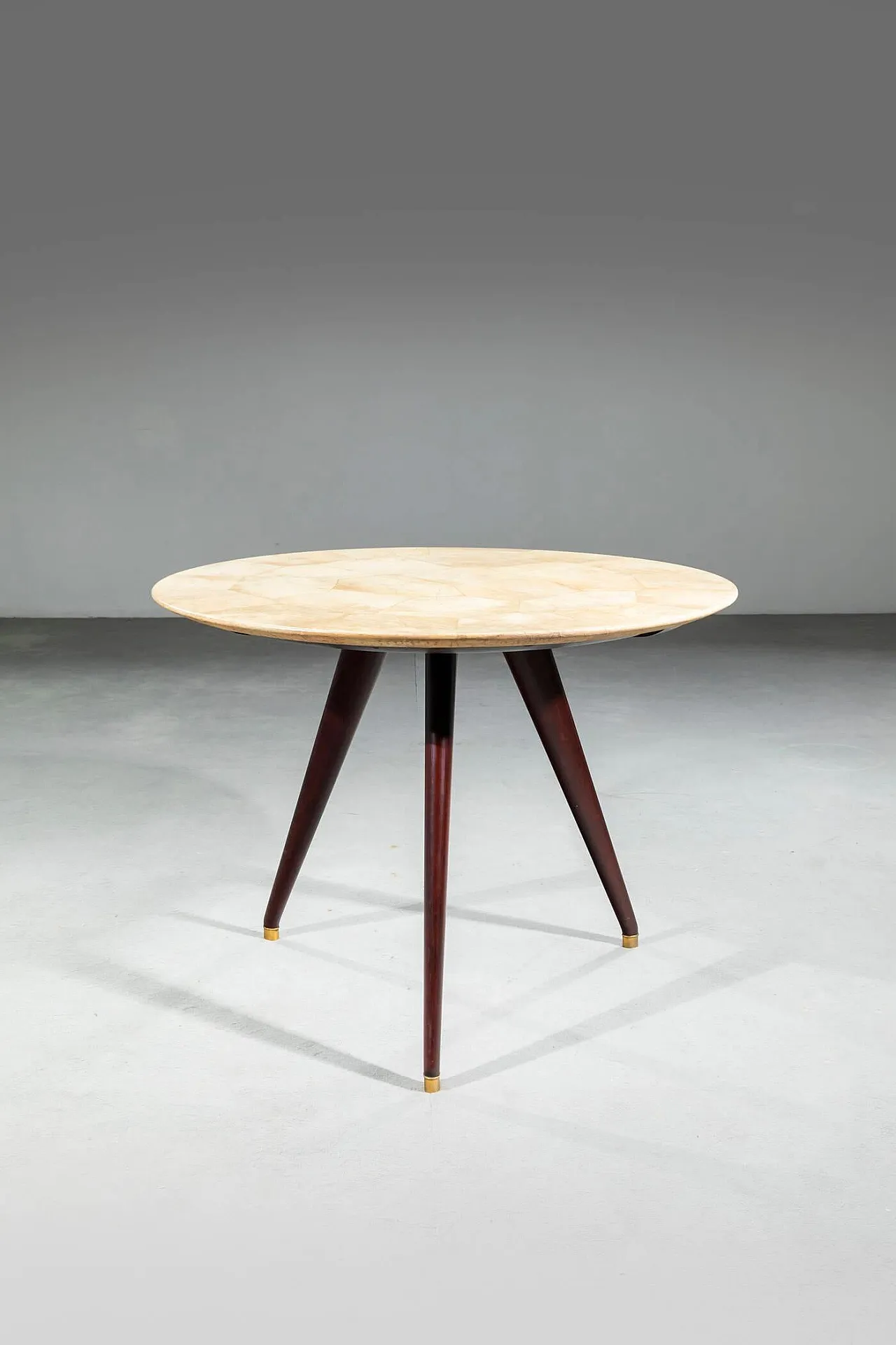 Round table with parchment top, 1950s 5