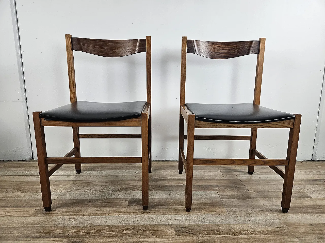 Six Scandinavian style teak and leather dining chairs 3