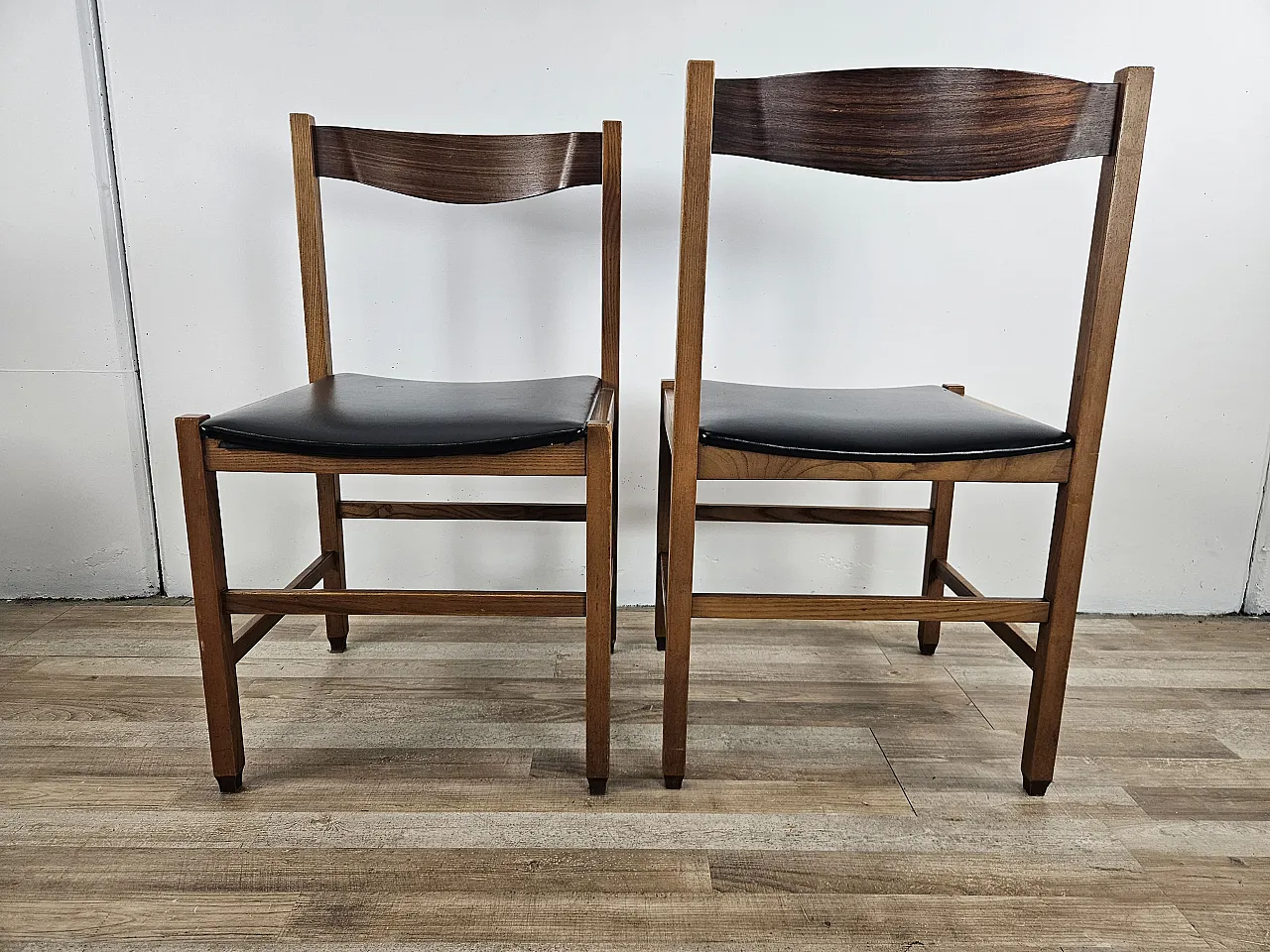 Six Scandinavian style teak and leather dining chairs 5