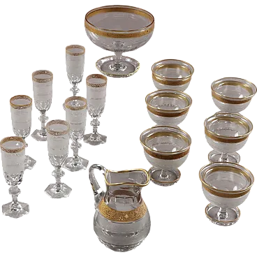 Crystal Glass table set with gold decoration, Europe, 20th century