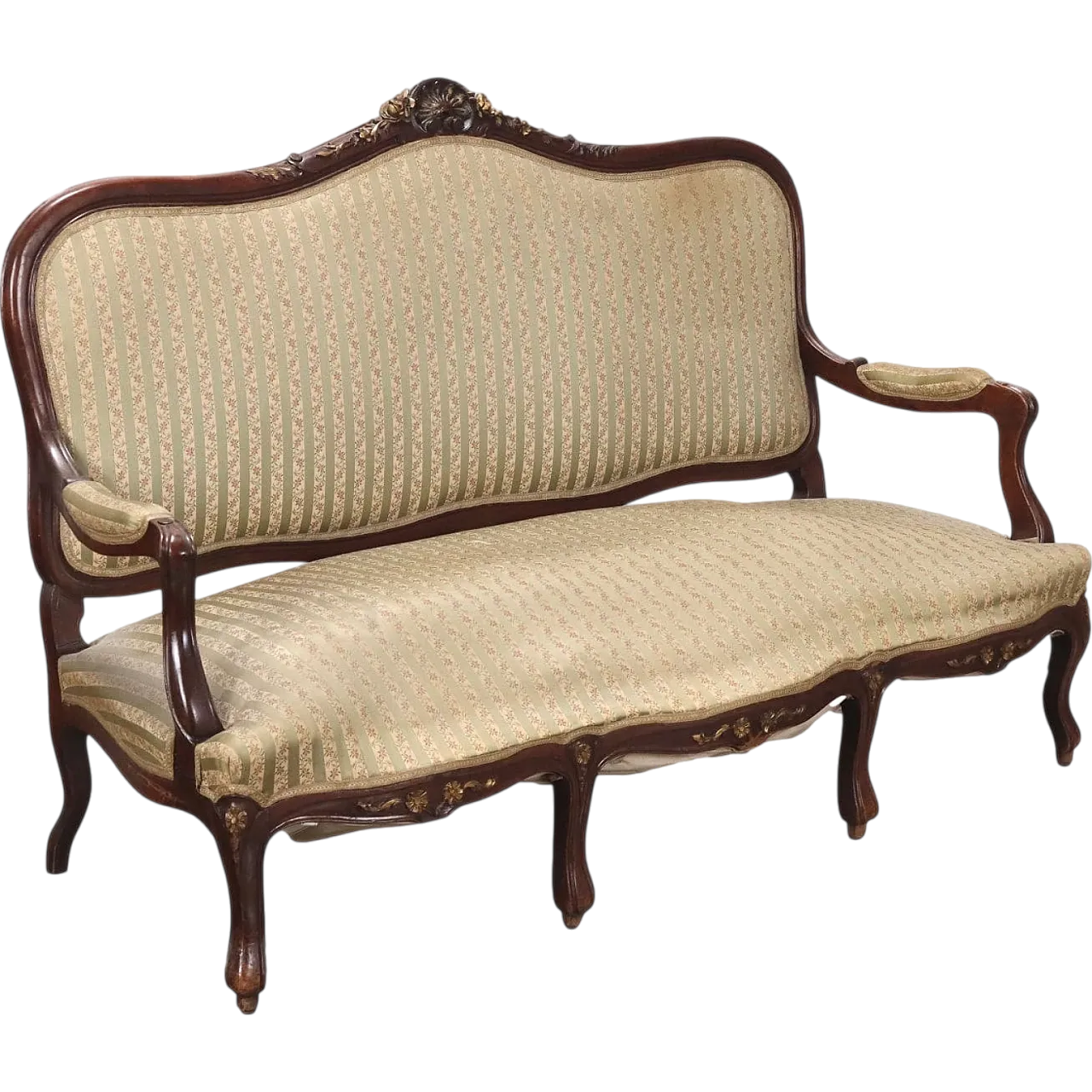 Baroque style sofa in carved walnut, 20th century 10