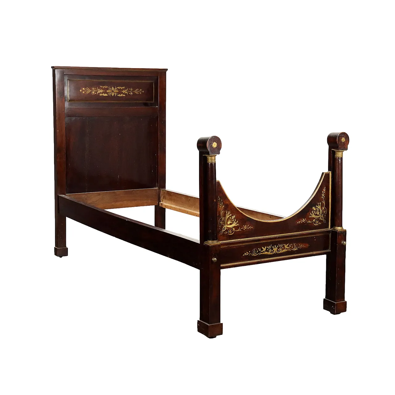 Empire single bed in walnut, early 19th century 1