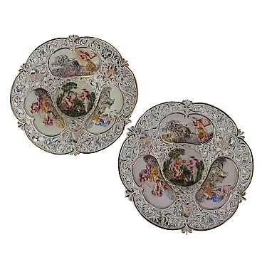 Plates Capodimonte ceramic, 1960s