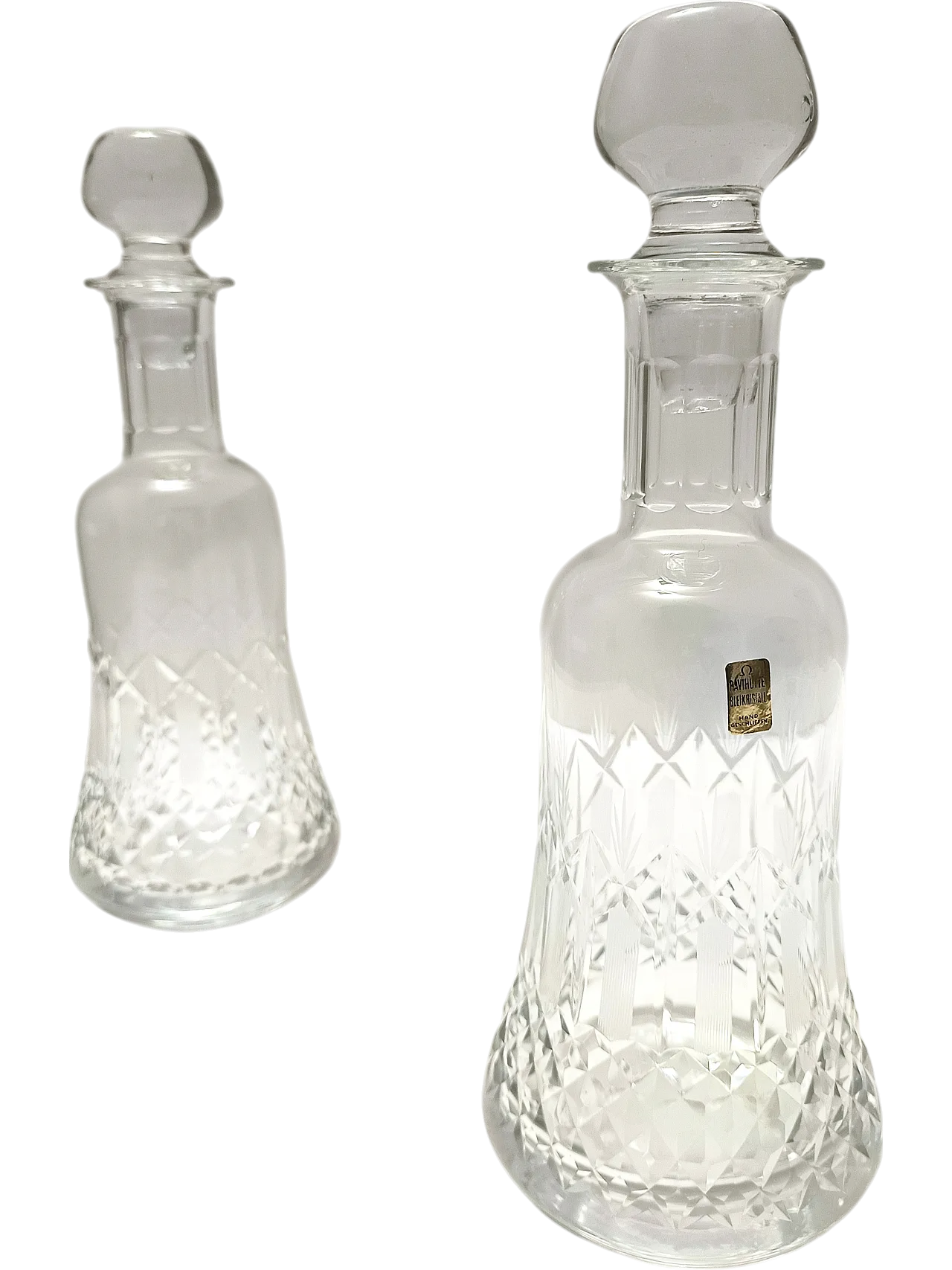 Pair of crystal decanter bottles by Bleikristall, Germany, 60s 14