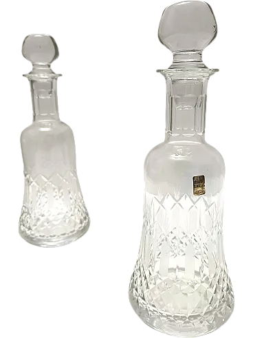 Pair of crystal decanter bottles by Bleikristall, Germany, 60s