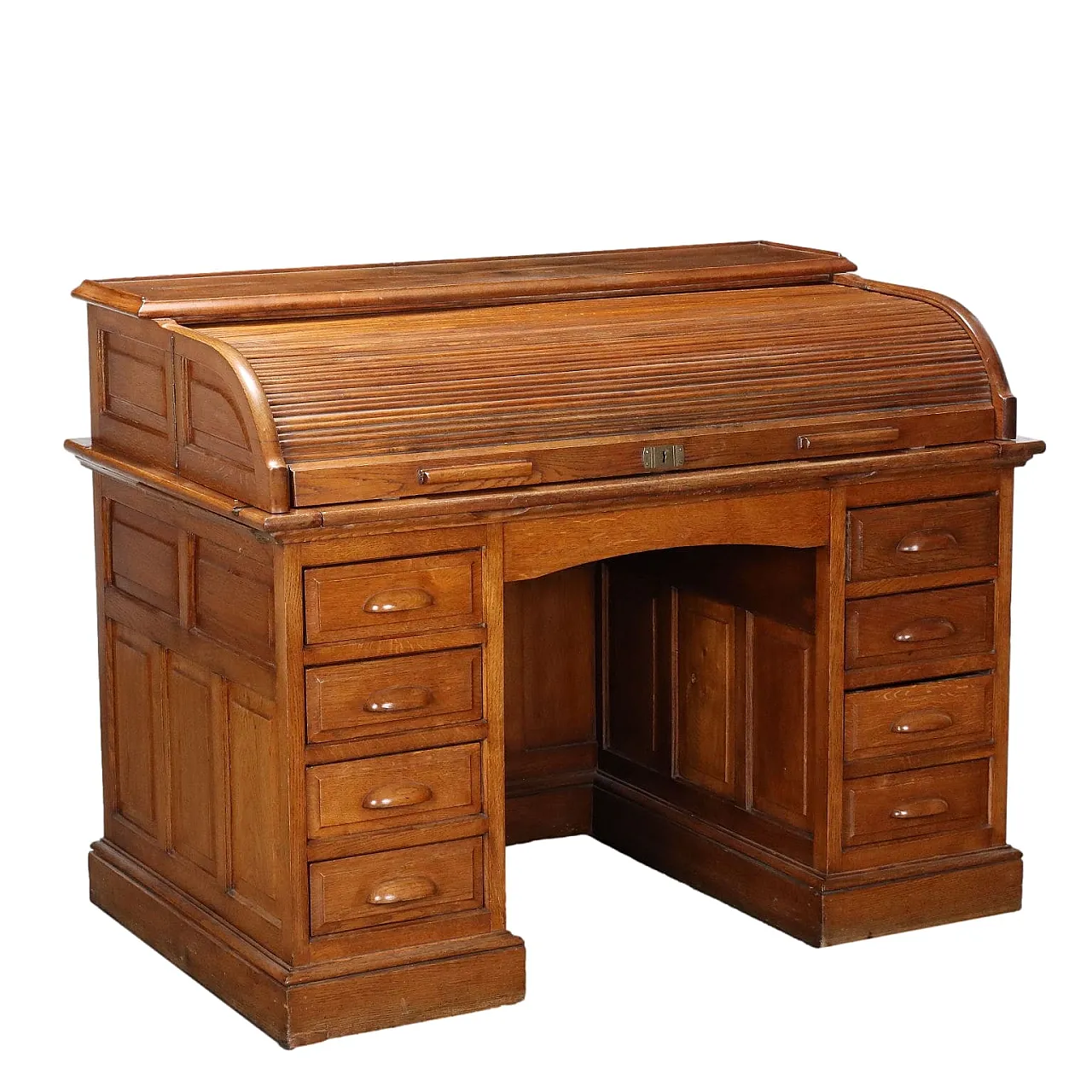 Oak writing desk with drawers, 20th century 1