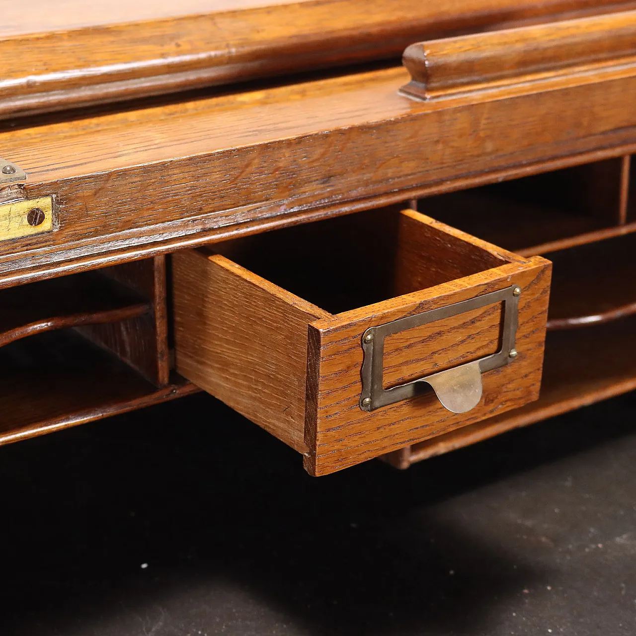 Oak writing desk with drawers, 20th century 6