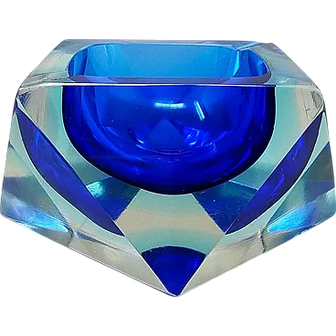 Blue ashtray or vide poche By Flavio Poli for Seguso, 1960s