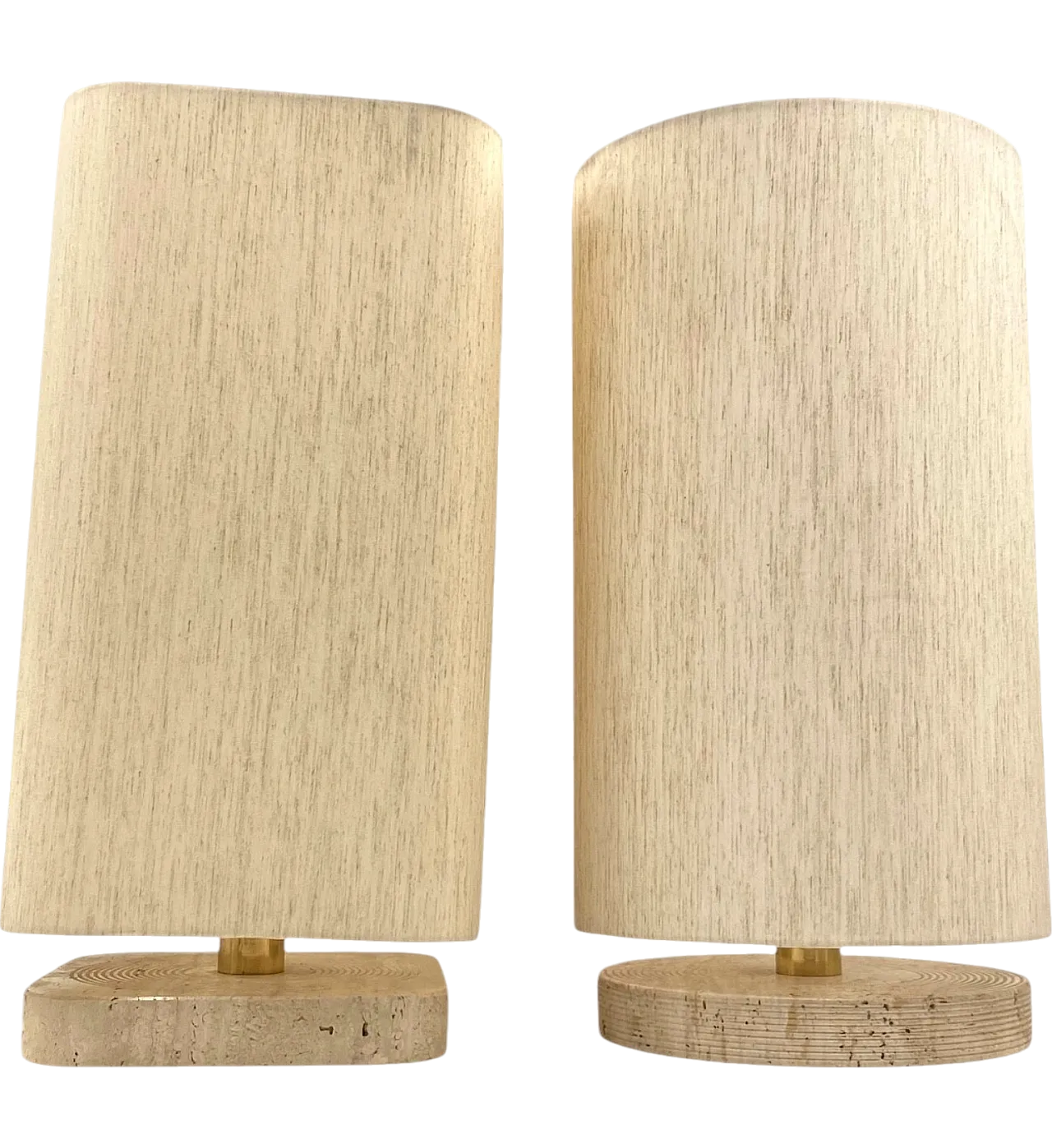 Set of 2 Hollywood regency Travertine table lamp base, Italy 1970s 15