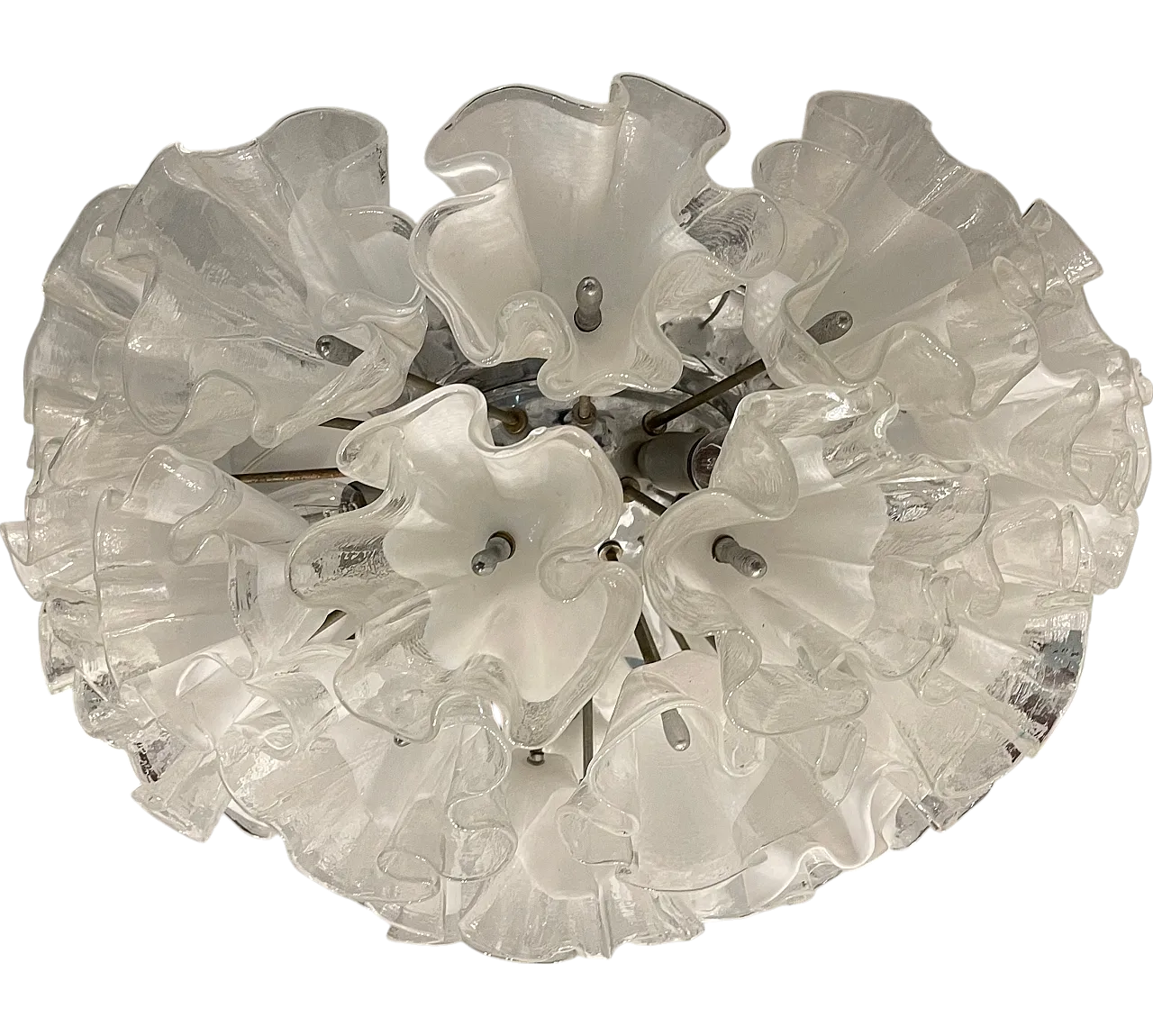 Large Murano Glass Flower Ceiling Light by Venini, 1960s 25