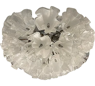 Large Murano Glass Flower Ceiling Light by Venini, 1960s