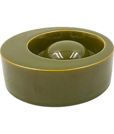 Mid-century green ceramic ashtray, Sicart Italy 1969