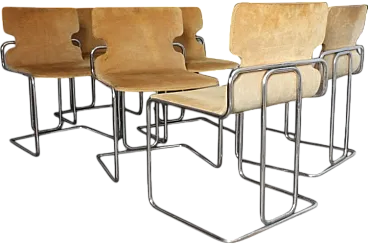 6 Willy Rizzo chairs in metal and Alcantara, 1970s