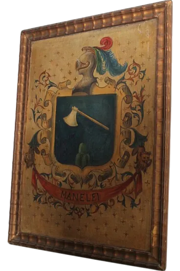 Manelfi family coat of arm, oil painting on canvas, 18th century