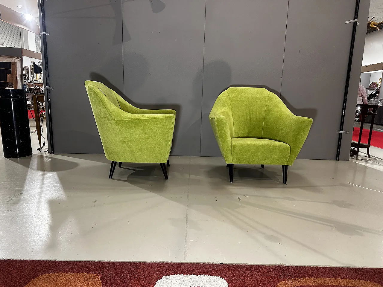 Pair of green armchairs, 50s 2