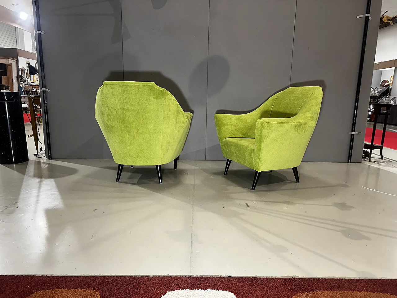 Pair of green armchairs, 50s 3