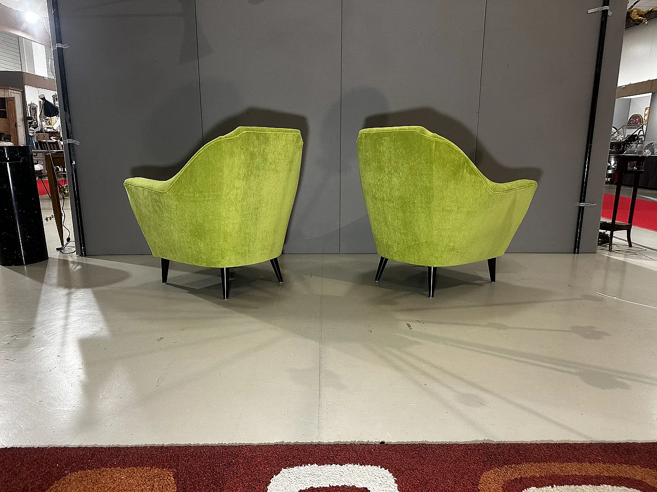 Pair of green armchairs, 50s 4