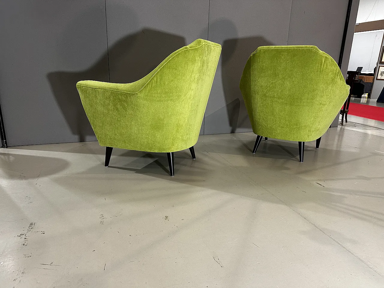 Pair of green armchairs, 50s 5