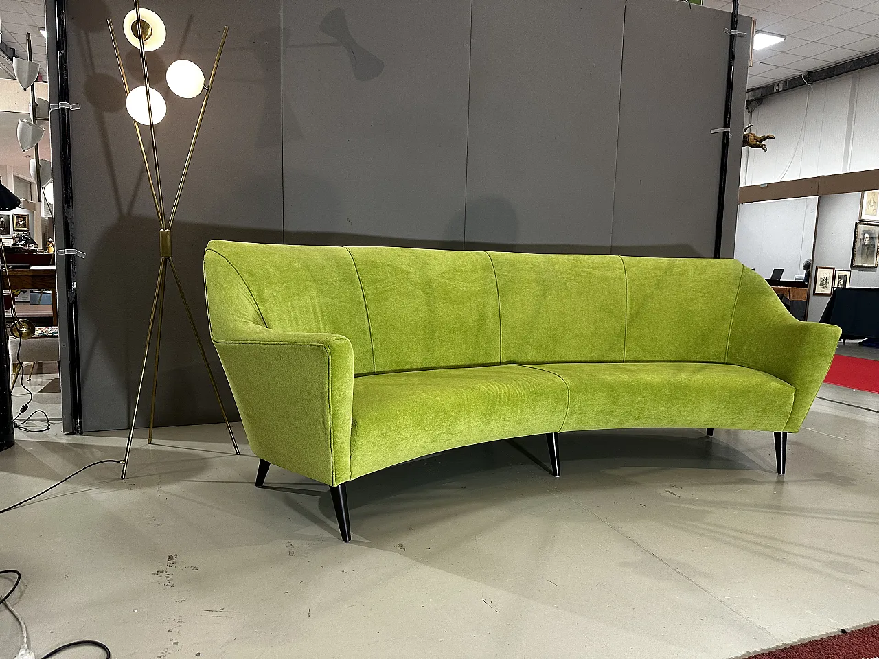 Green mid-century sofa, 50s 2