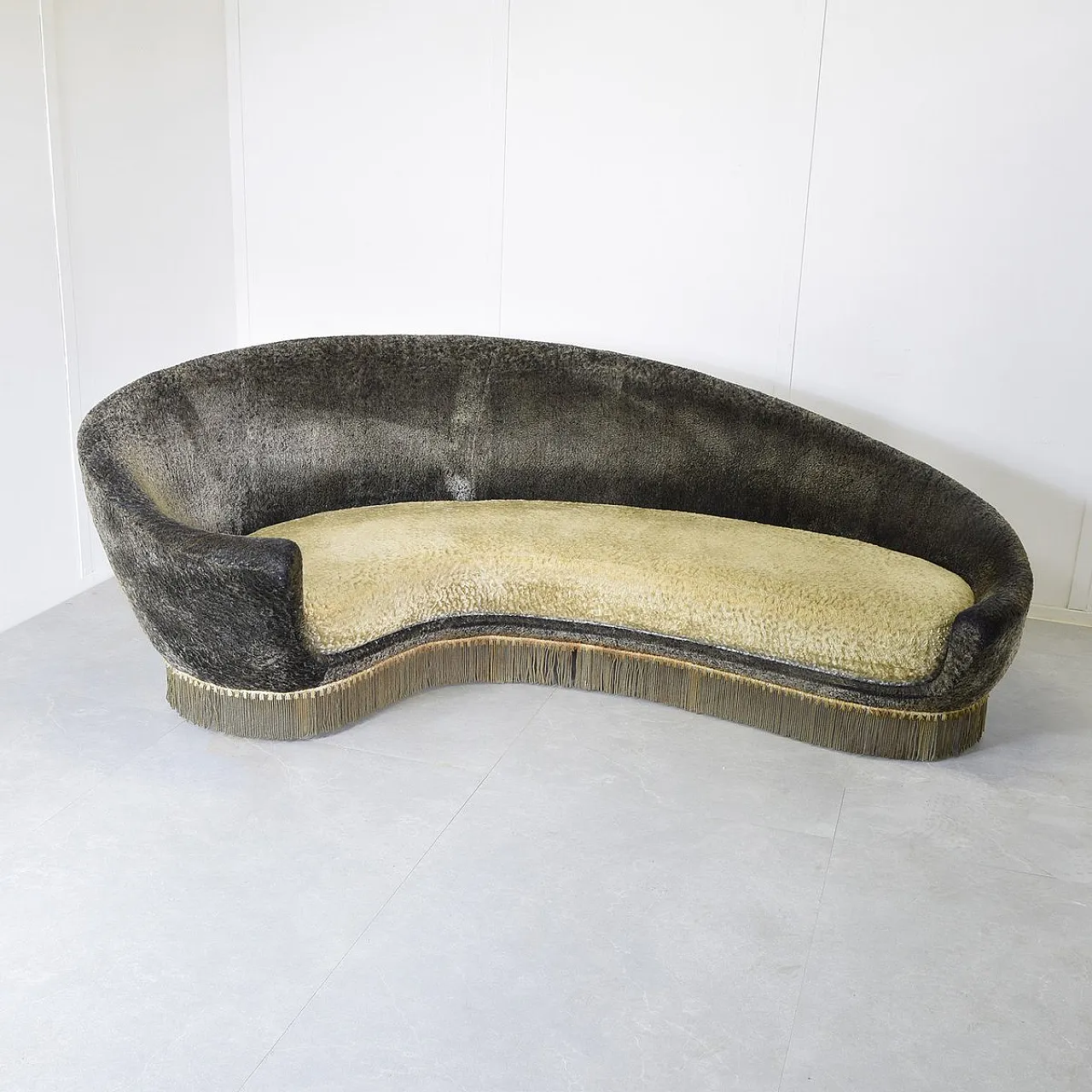 Curved fabric sofa by Federico Munari, 1950s 3