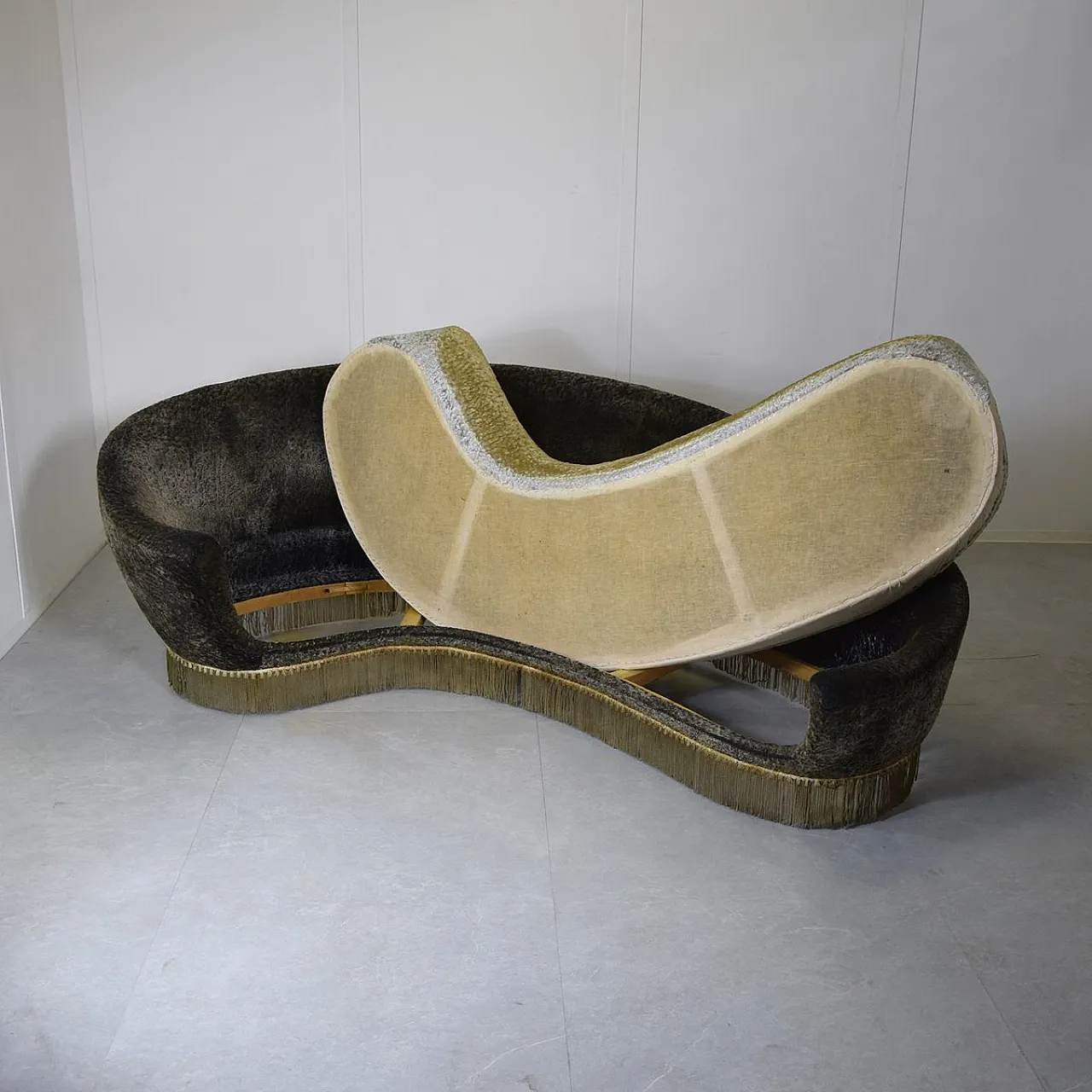 Curved fabric sofa by Federico Munari, 1950s 6