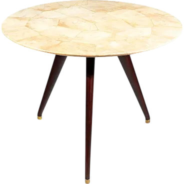 Round table with parchment top, 1950s