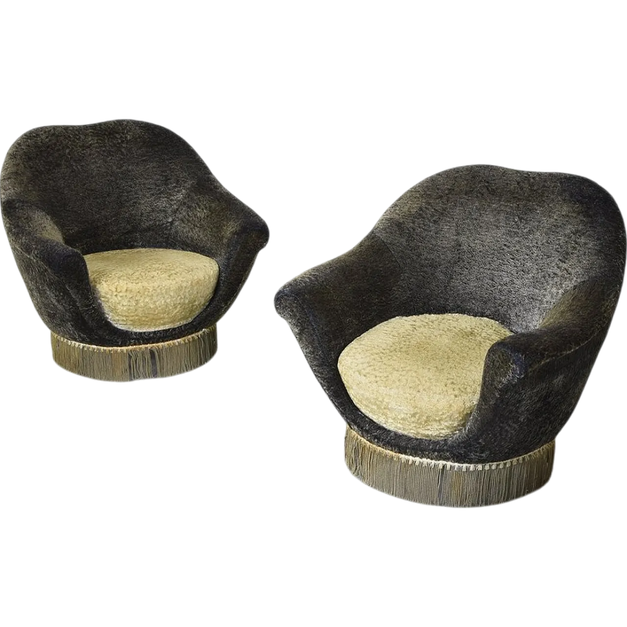 Pair of original fabric armchairs by Federico Munari, 1950s 6