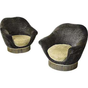 Pair of original fabric armchairs by Federico Munari, 1950s