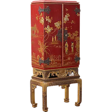 Wooden bar cabinet in Chinoiserie style, 20th century