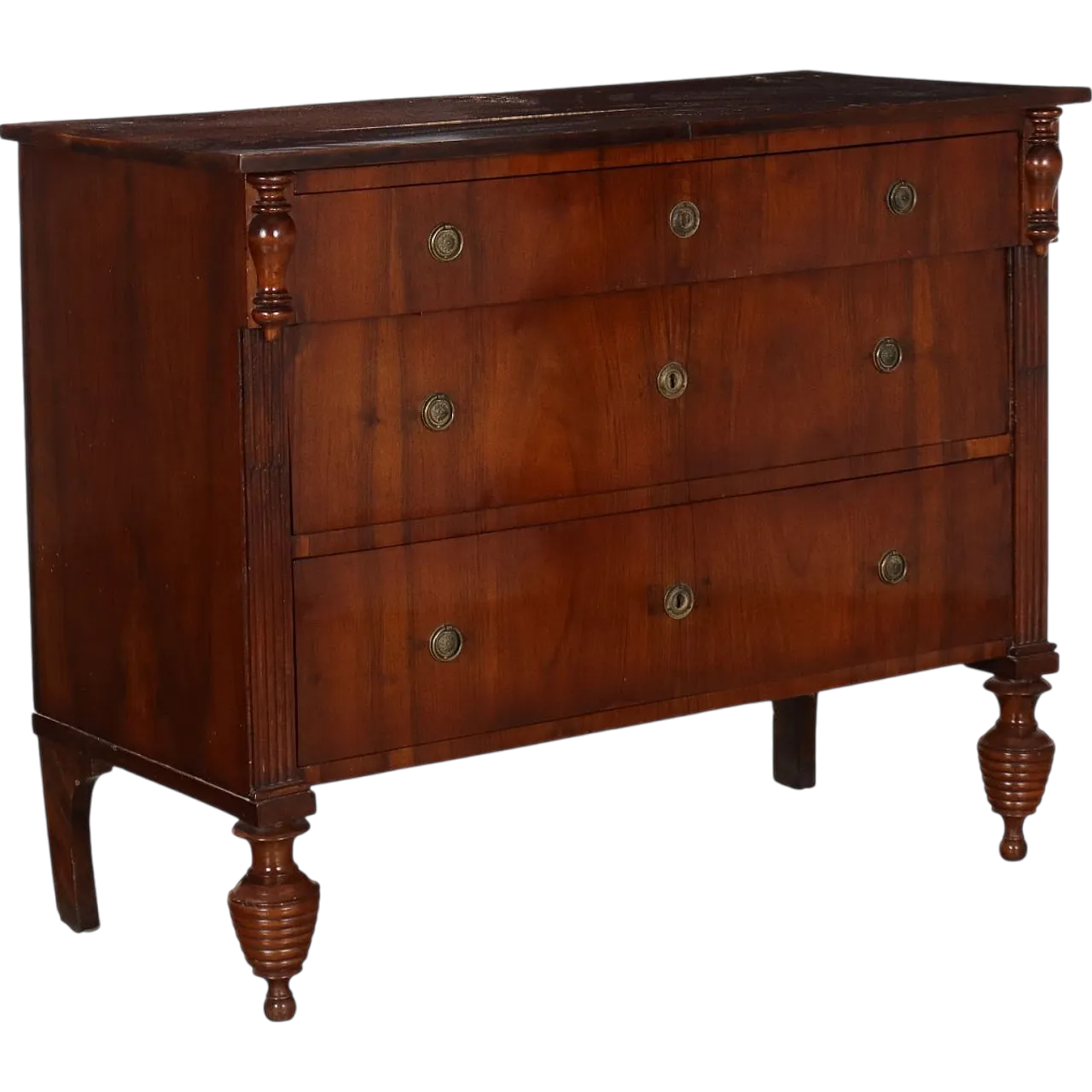 Walnut chest of drawers with three drawers, 19th century 11