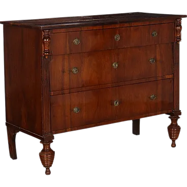 Walnut chest of drawers with three drawers, 19th century