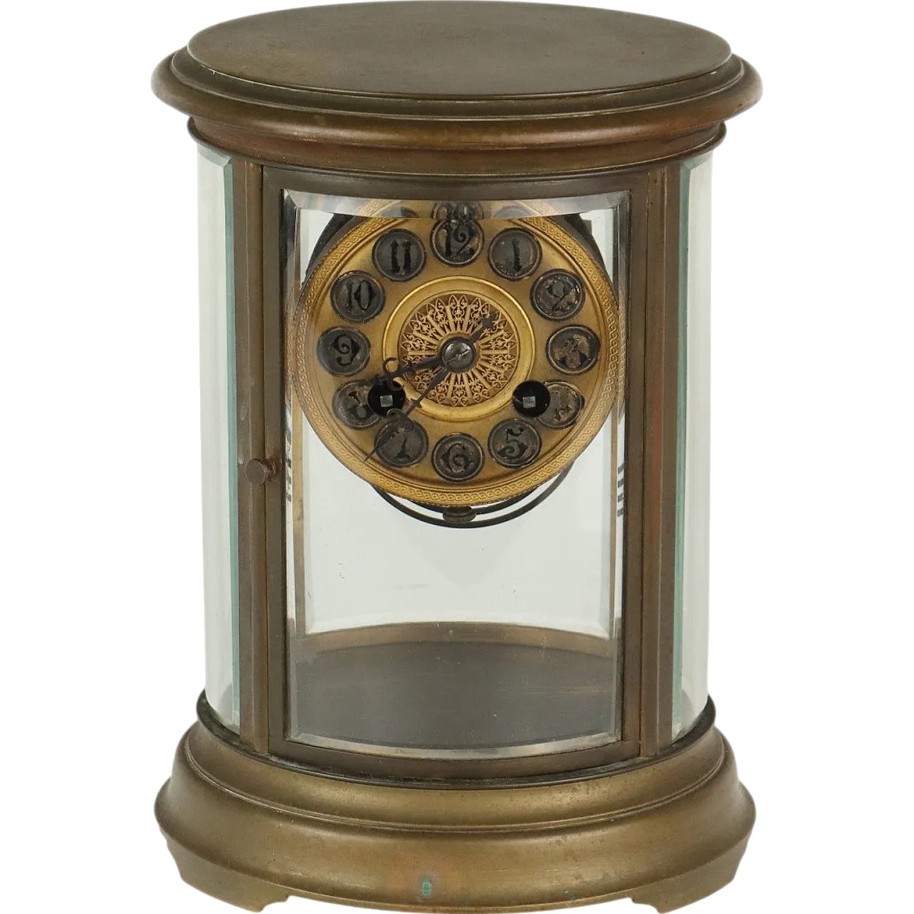 Bronze and glass table clock, 20th century 11