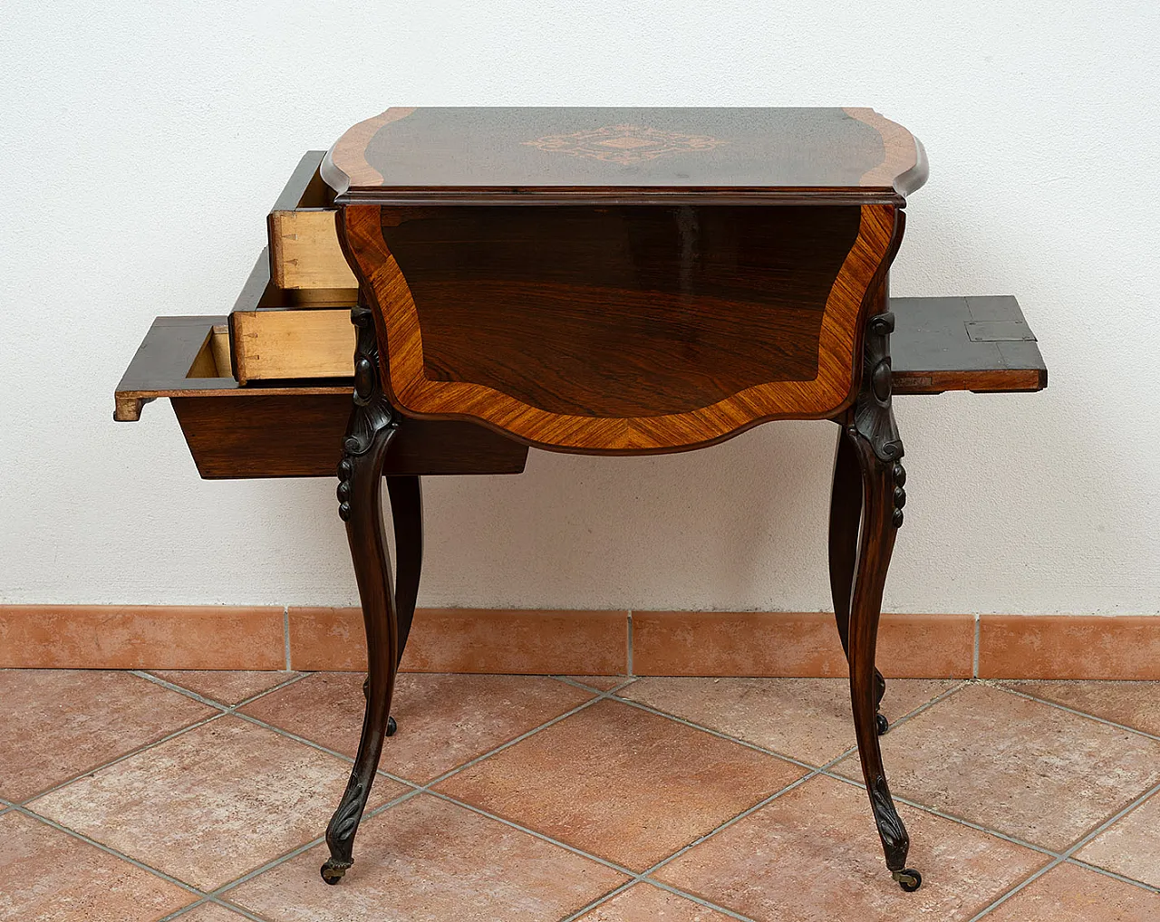 Napoleon III work table in fine exotic woods, '800 2