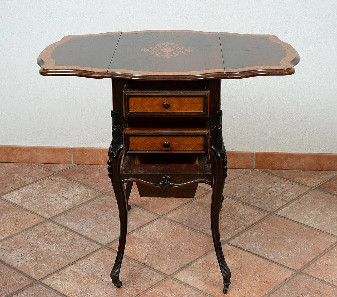 Napoleon III work table in fine exotic woods, '800 3