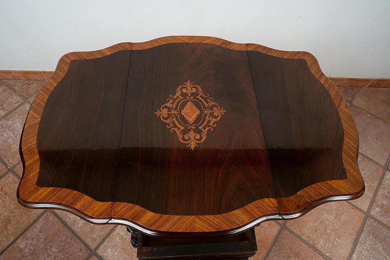 Napoleon III work table in fine exotic woods, '800 5