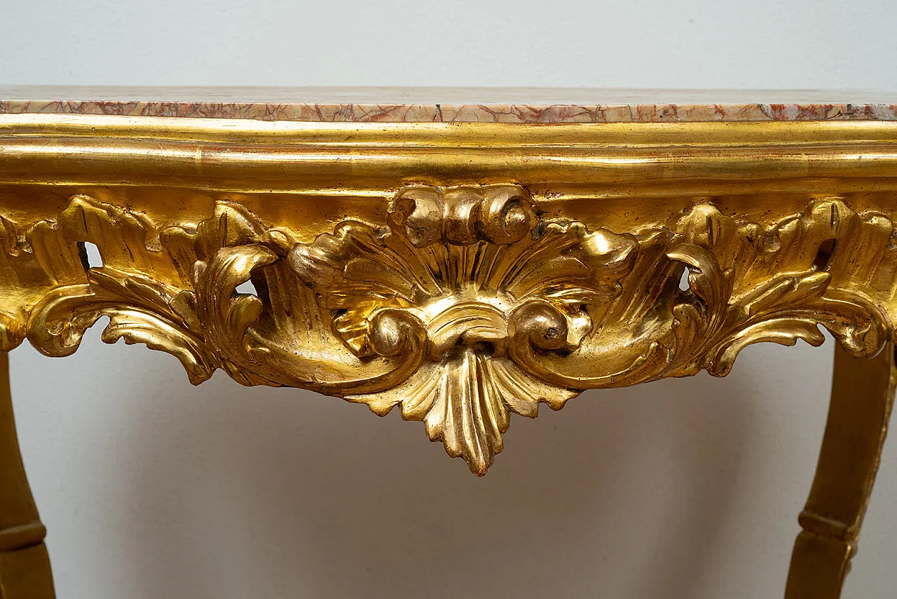 Louis Philippe Neapolitan coffee table in gilded and carved wood, '800 4