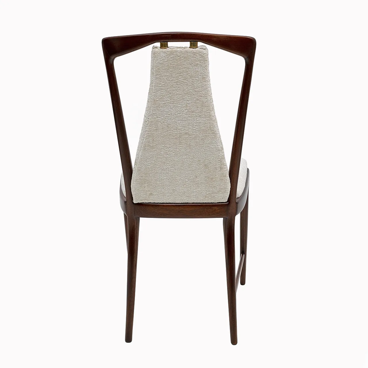 6 Osvaldo Borsani mahogany and bouclé dining chairs, 1950s 6